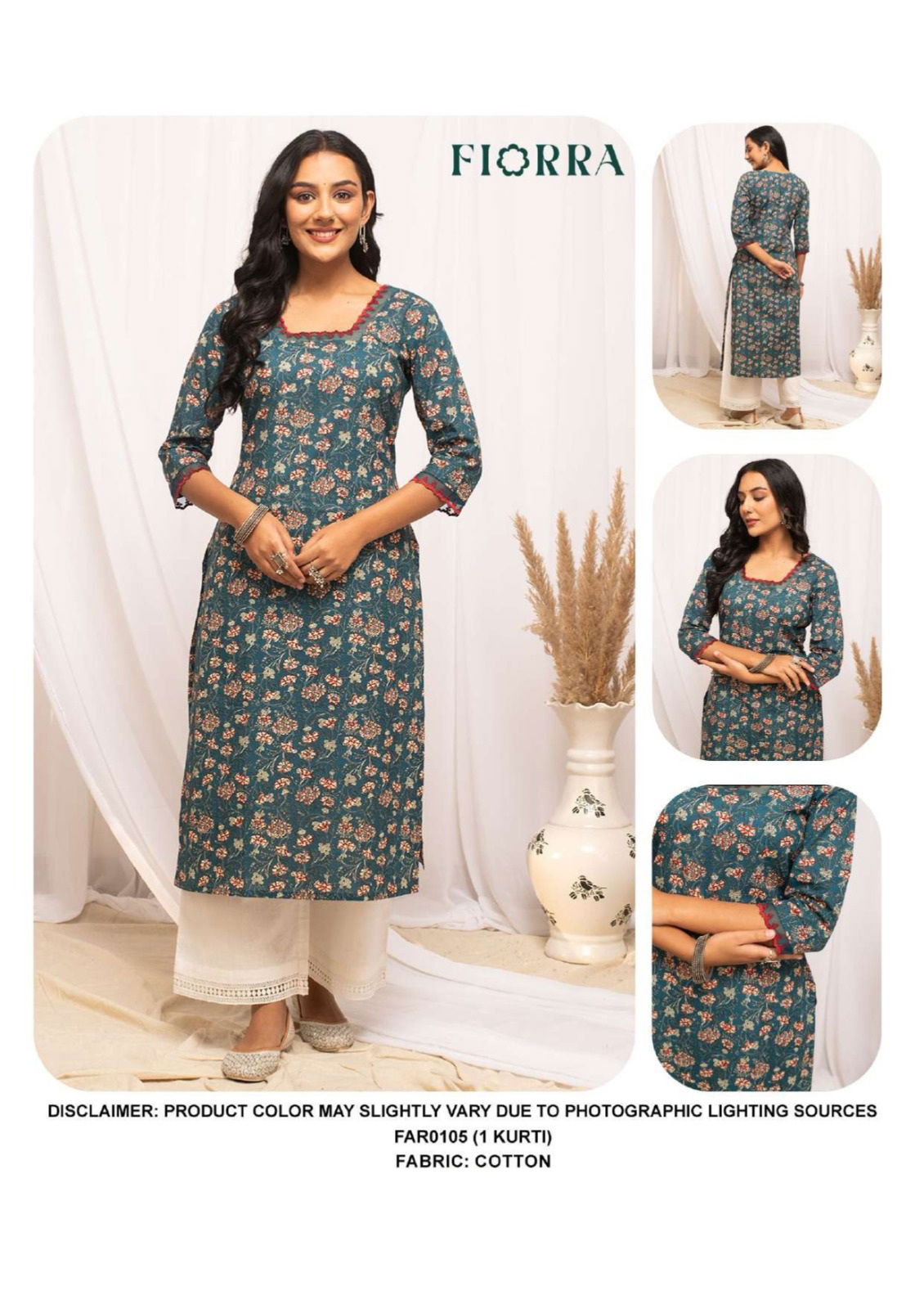 FAR0105 Fiorra Designer Cotton Kurti With Bottom Wholesale Price
